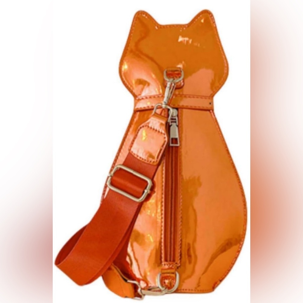Metallic Novely Cat Shaped Sling Handbags Faux Leather NWOT​ - Picture 6 of 6